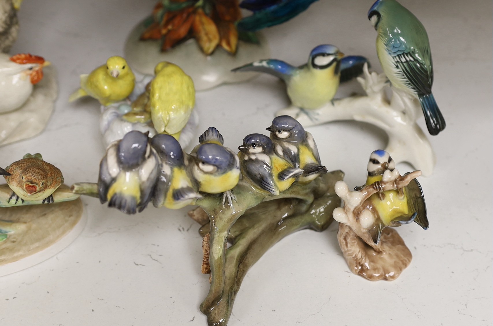 A selection of various ceramic bird models, to include Goebel. Tallest 26.5cm